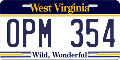 WV license plate OPM354