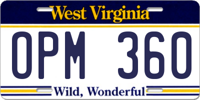 WV license plate OPM360