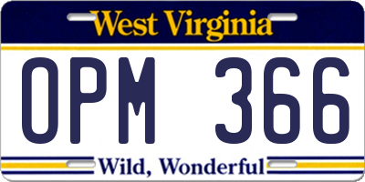 WV license plate OPM366