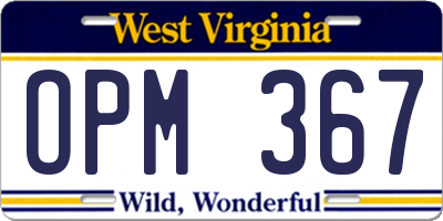 WV license plate OPM367