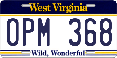 WV license plate OPM368