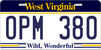 WV license plate OPM380