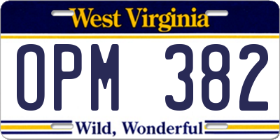WV license plate OPM382
