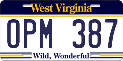 WV license plate OPM387