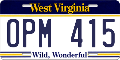 WV license plate OPM415
