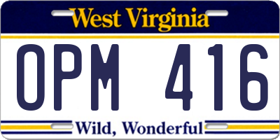 WV license plate OPM416