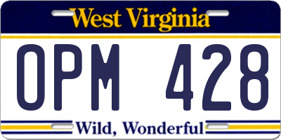 WV license plate OPM428