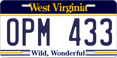 WV license plate OPM433