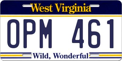 WV license plate OPM461