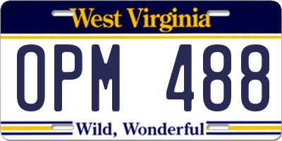 WV license plate OPM488