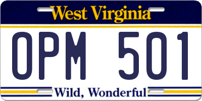 WV license plate OPM501