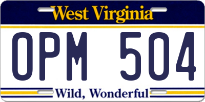 WV license plate OPM504