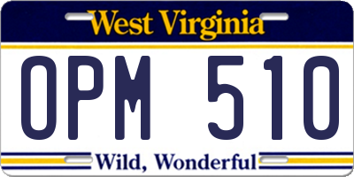 WV license plate OPM510