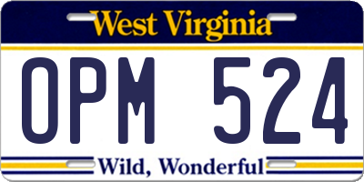 WV license plate OPM524