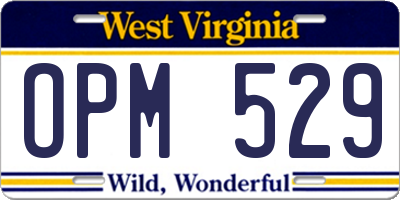 WV license plate OPM529