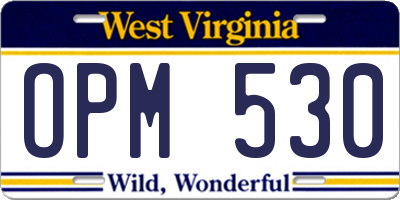 WV license plate OPM530