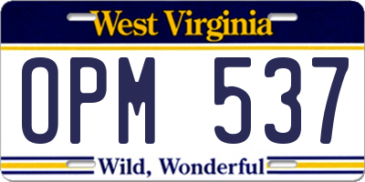 WV license plate OPM537
