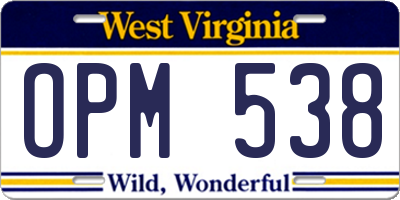WV license plate OPM538
