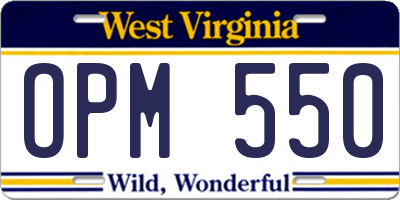 WV license plate OPM550