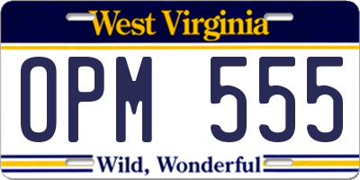 WV license plate OPM555