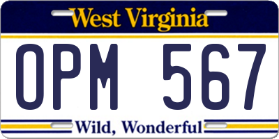 WV license plate OPM567