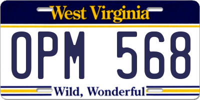 WV license plate OPM568
