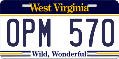 WV license plate OPM570