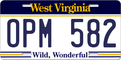 WV license plate OPM582