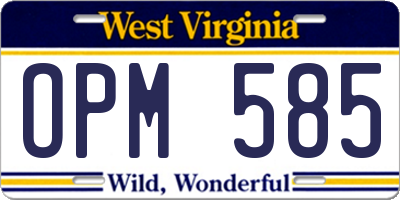 WV license plate OPM585