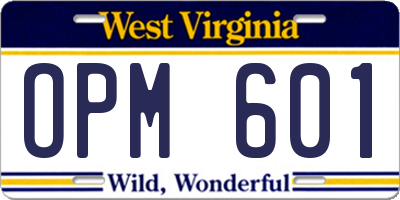 WV license plate OPM601