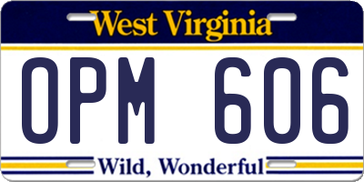 WV license plate OPM606