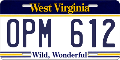 WV license plate OPM612