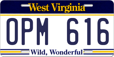 WV license plate OPM616