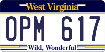 WV license plate OPM617