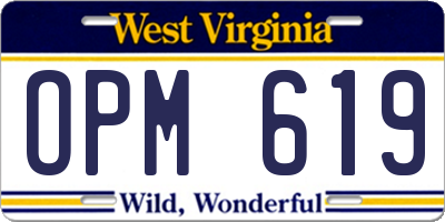 WV license plate OPM619