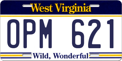 WV license plate OPM621