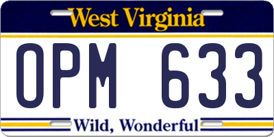 WV license plate OPM633
