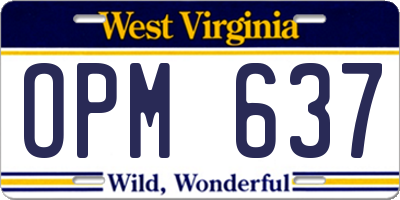 WV license plate OPM637