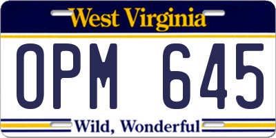 WV license plate OPM645