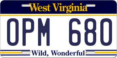 WV license plate OPM680