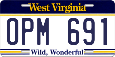 WV license plate OPM691