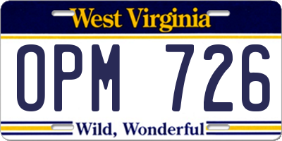 WV license plate OPM726