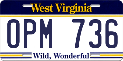 WV license plate OPM736