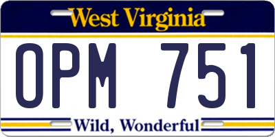 WV license plate OPM751