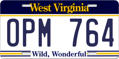 WV license plate OPM764