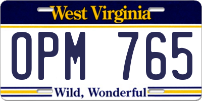 WV license plate OPM765