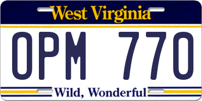 WV license plate OPM770
