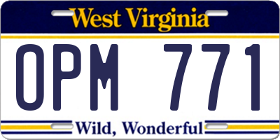 WV license plate OPM771