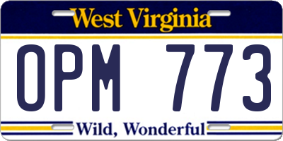 WV license plate OPM773