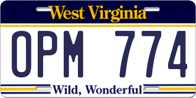 WV license plate OPM774